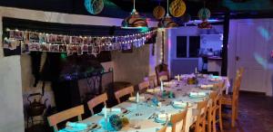 The Manor House at Pekes. The Kitchen tables readied for a Birthday Party.
